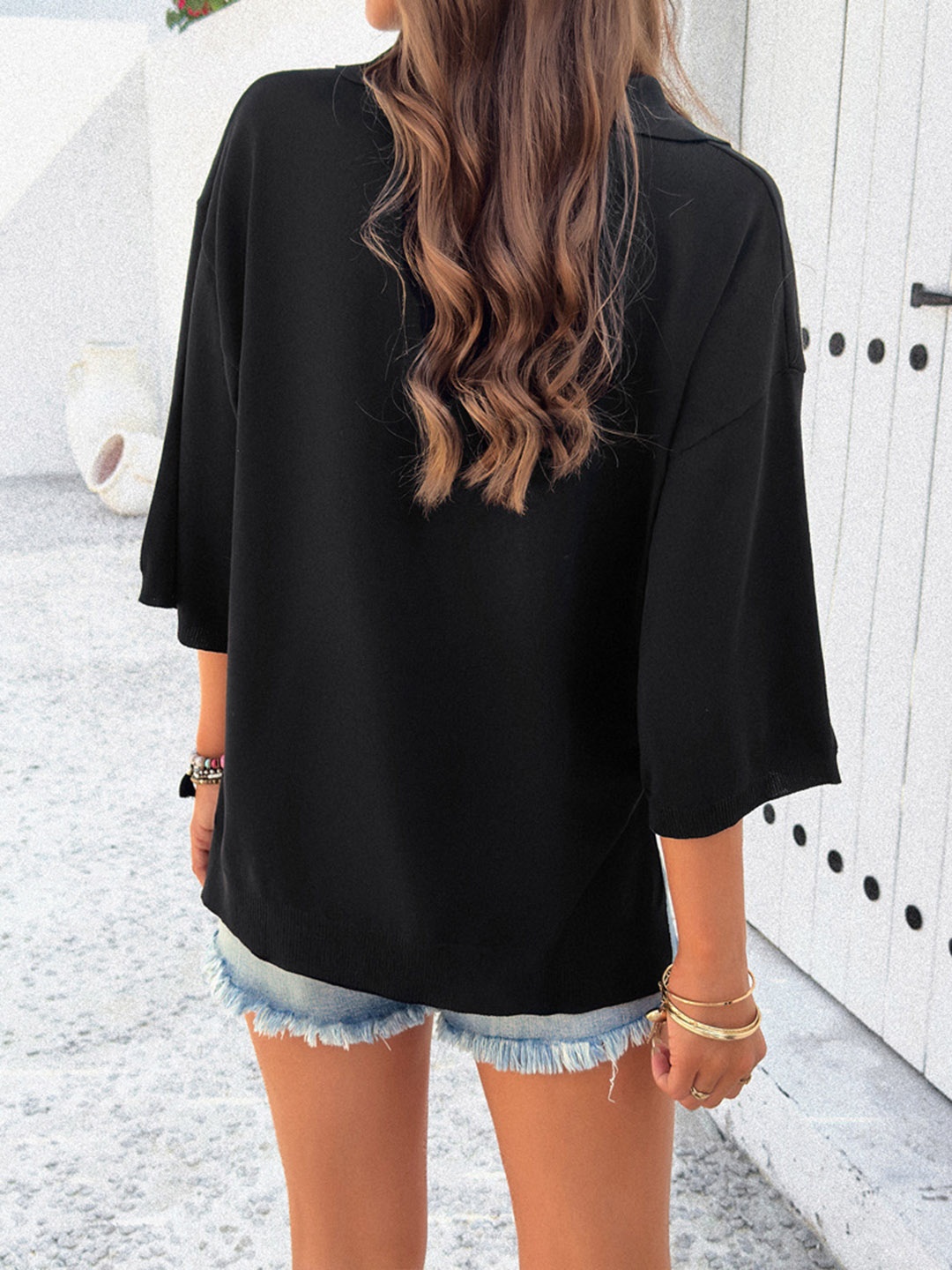 

all about you Polo Collar Tshirt, Black
