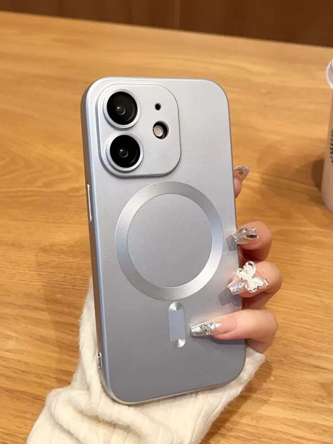 

Luxury Kase Solid Printed iPhone 11 Back Case Mobile Accessories, Silver