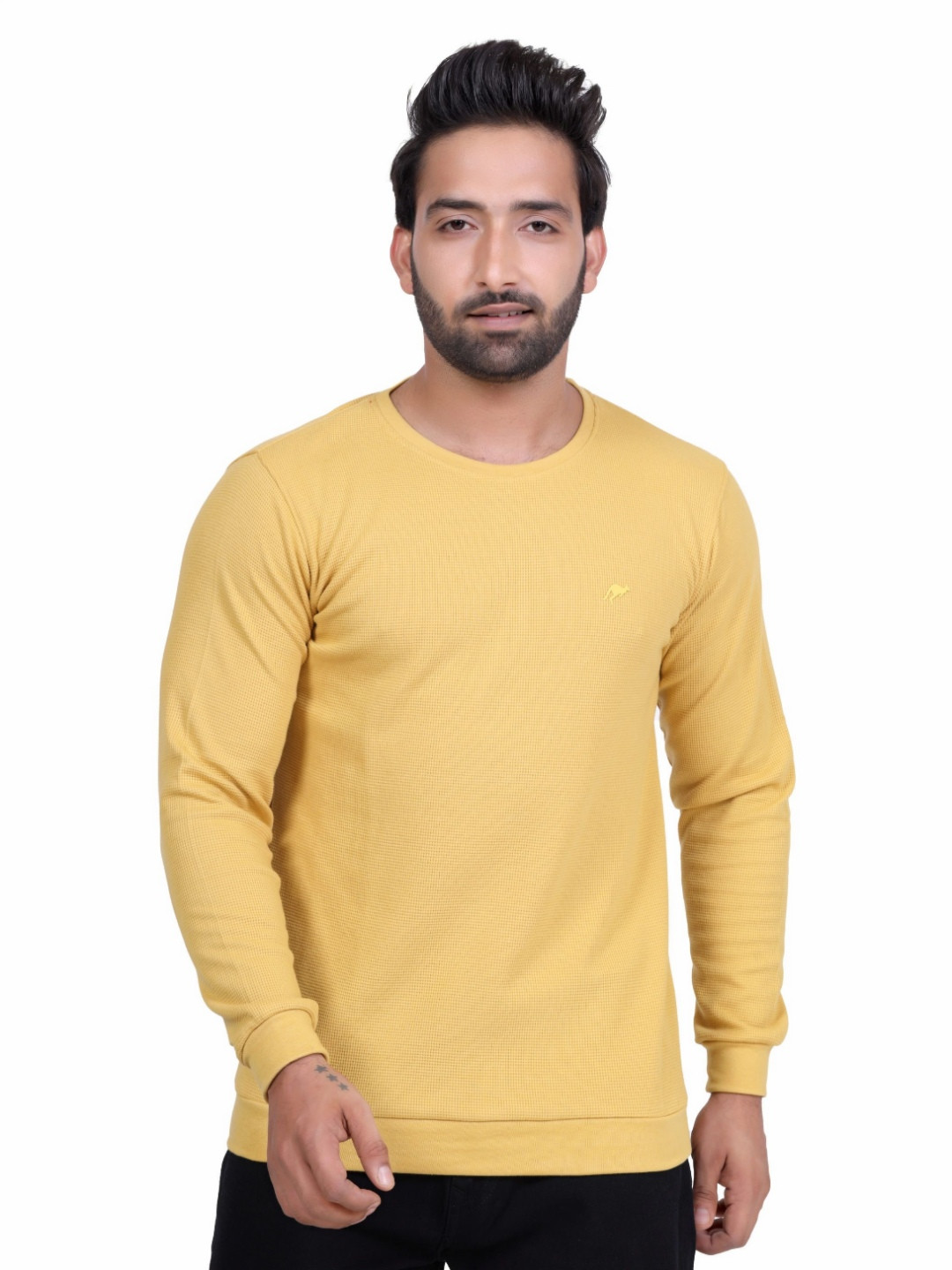 

JOE POLLEN Men Brand Logo T-shirt, Mustard