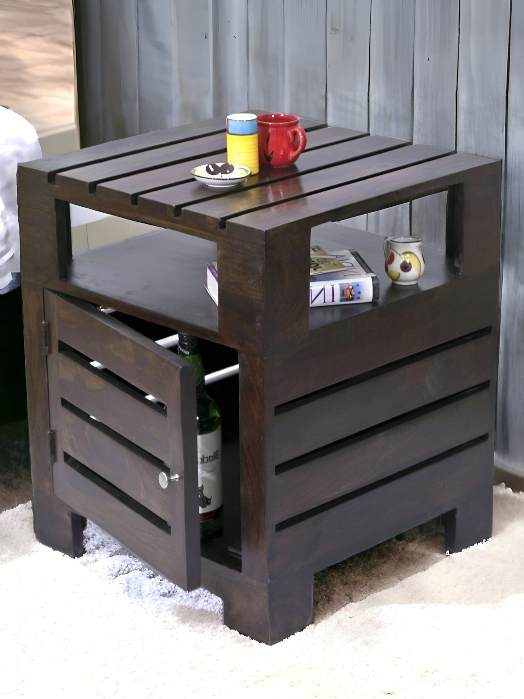 

Ikiriya Black Harvey Sheesham Wood Contemporary Bedside Table