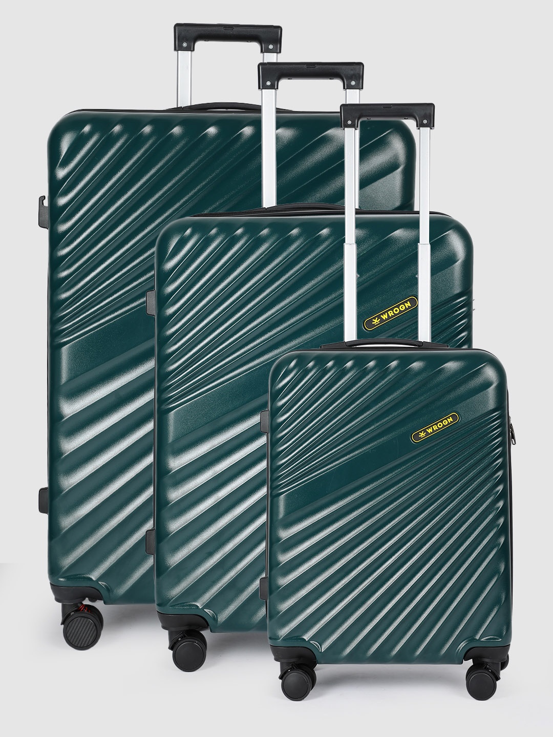 

WROGN Set Of 3 Maverick 360 Degree Rotation Hard-Sided Trolley Bags - 238L, Green