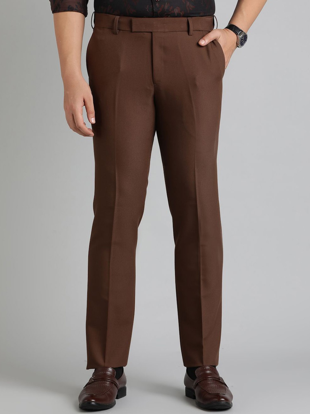 

METAL Men Slim Fit Trousers, Brown