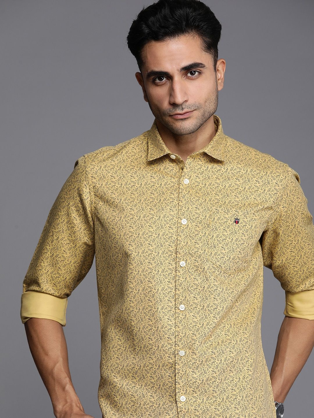 

Louis Philippe Jeans Slim Fit Floral Printed Pure Cotton Casual Shirt, Yellow