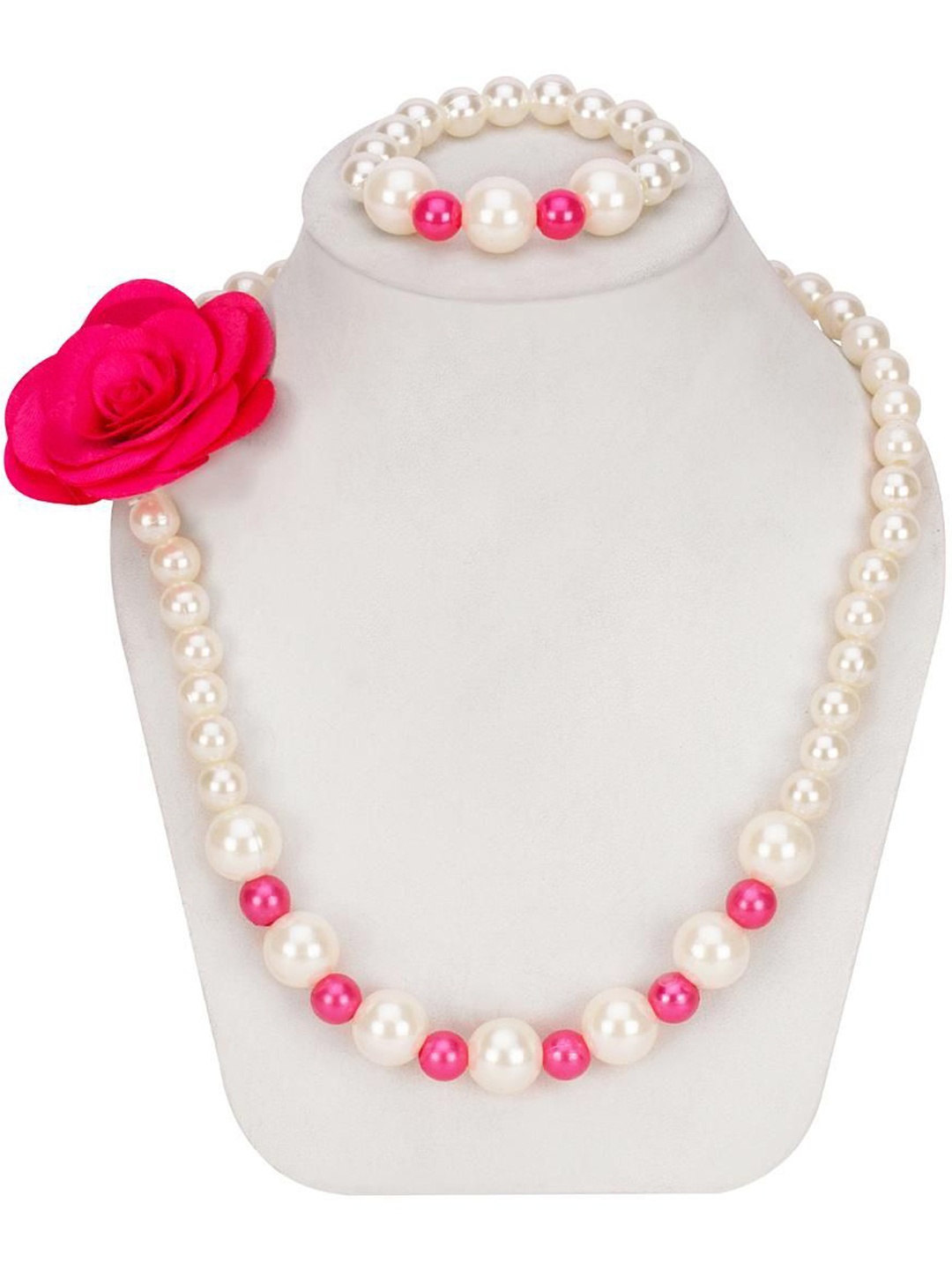 

Daizy Girls Flower Pearls Beaded Jewellery Set, Pink