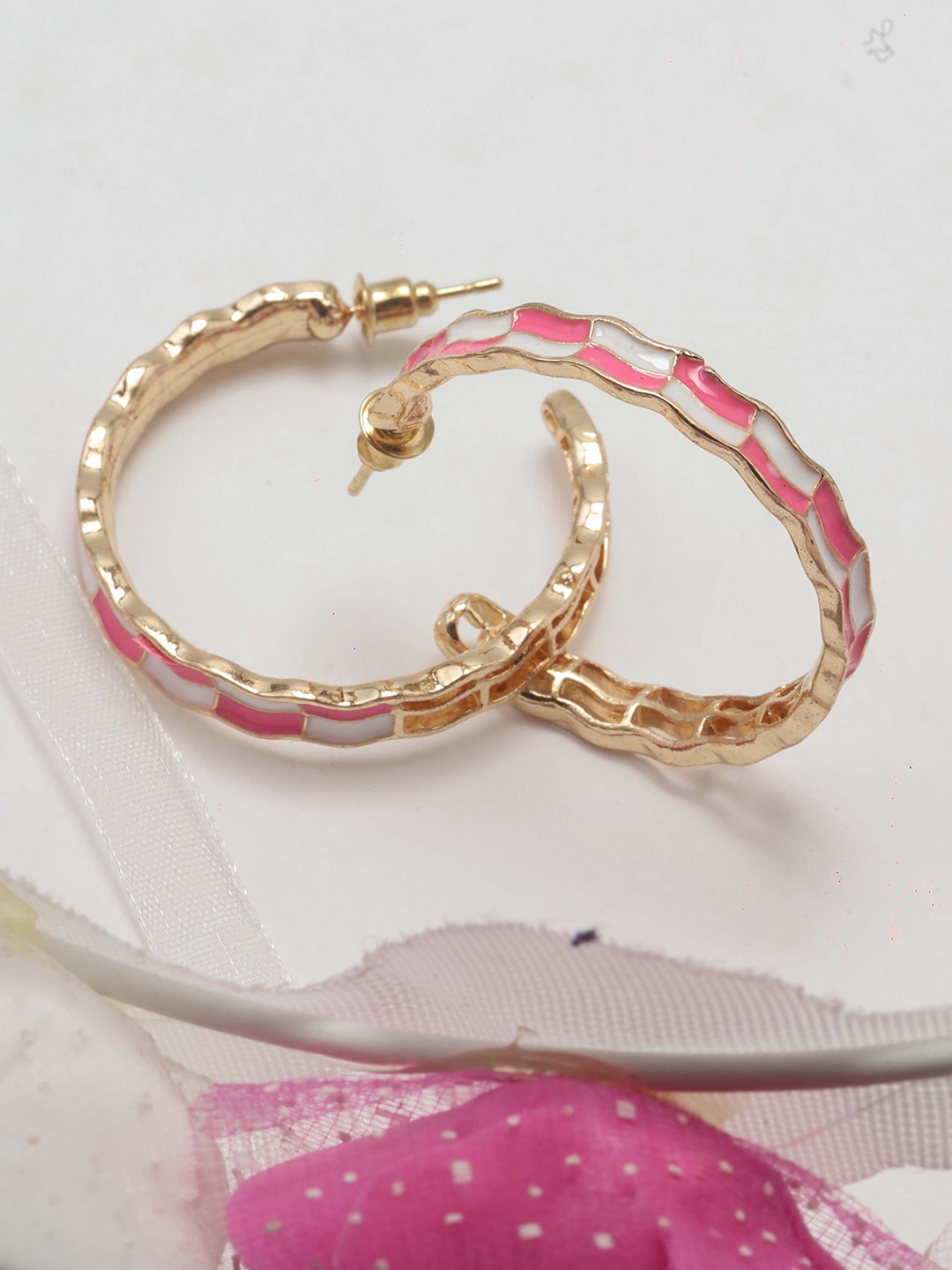 

Maansh Contemporary Half Hoop Earrings, Pink