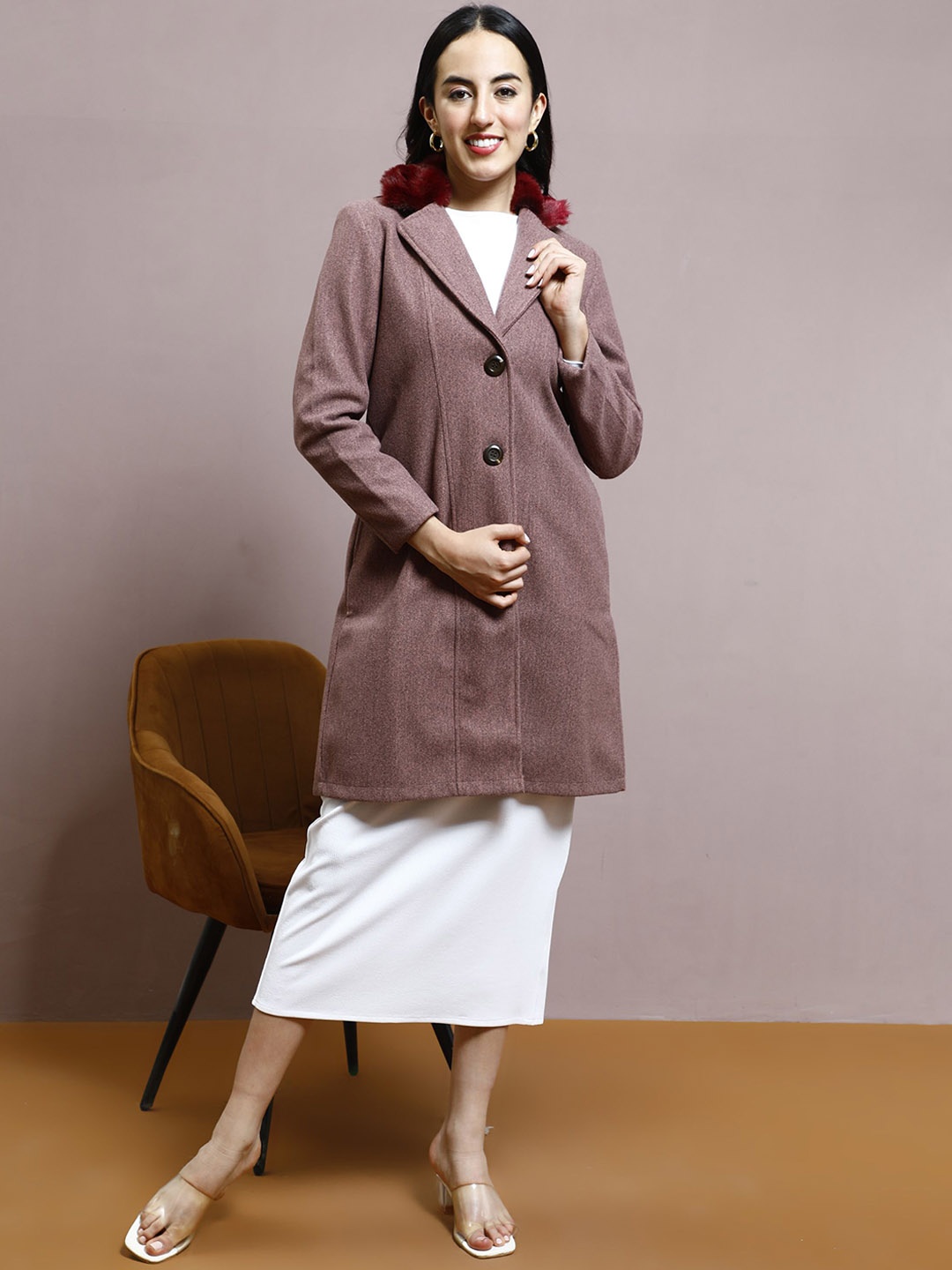 

Athena Women Single-Breasted Trench Coat, Mauve