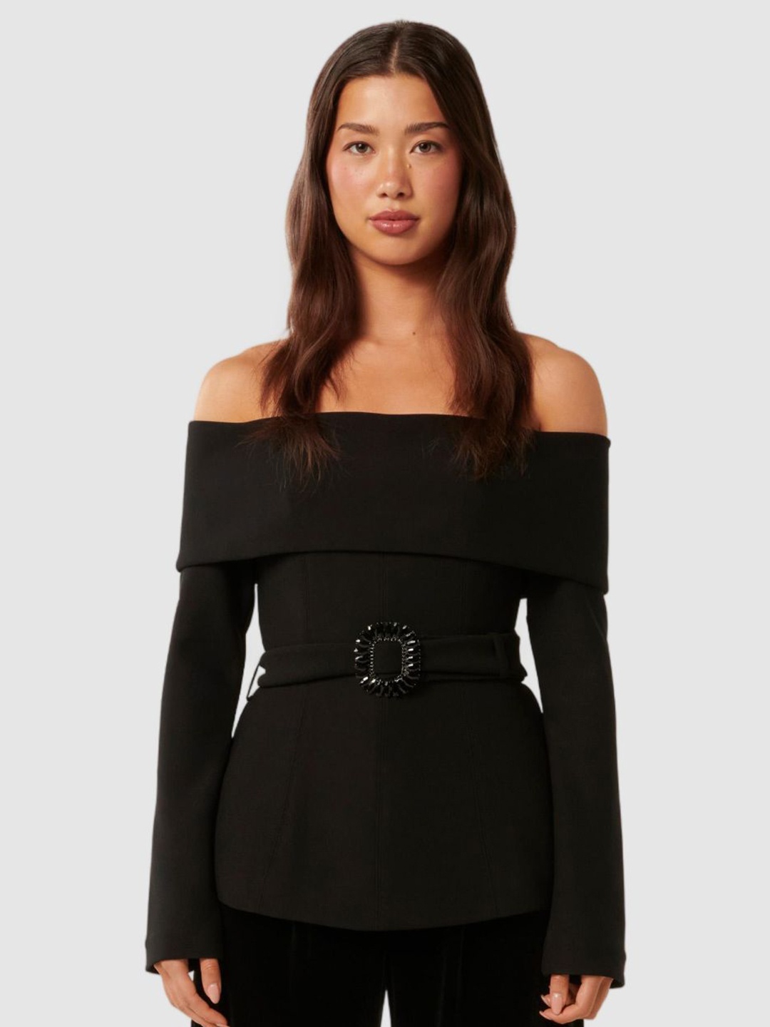 

Forever New Women Off-Shoulder Bardot Top, Black