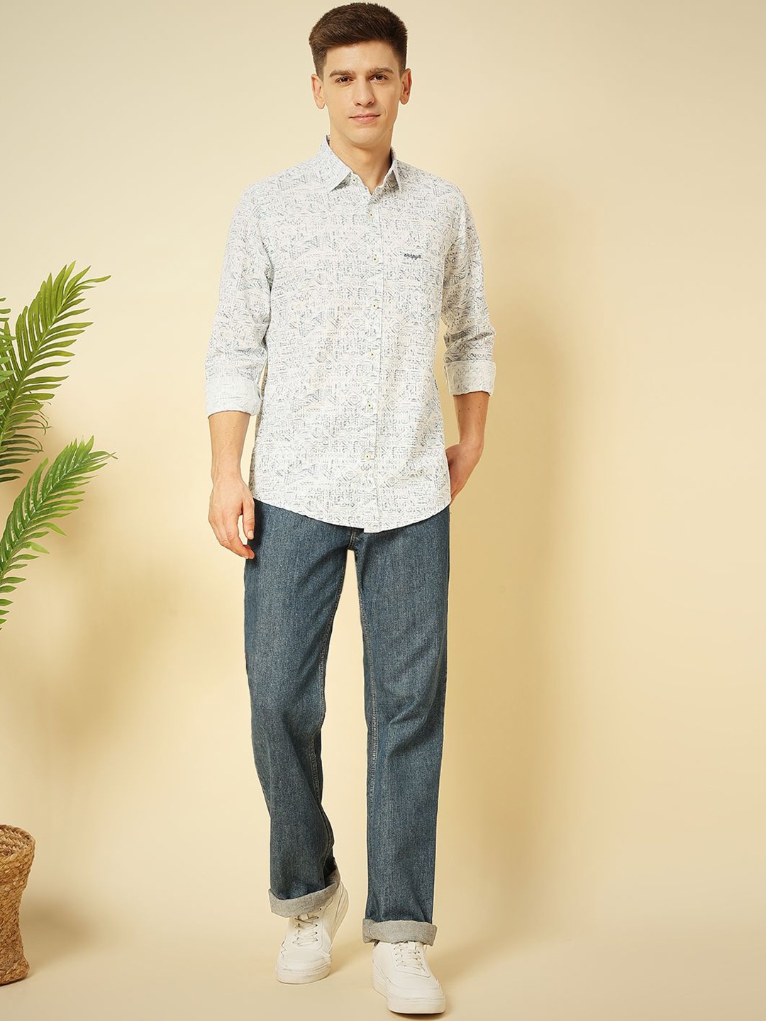 

ENSPYR Men Opaque Printed Casual Shirt, Blue