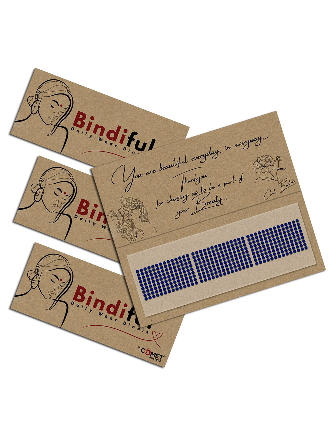 

Comet Busters Bindiful Set Of 3 Traditional Bindis - Navy Blue