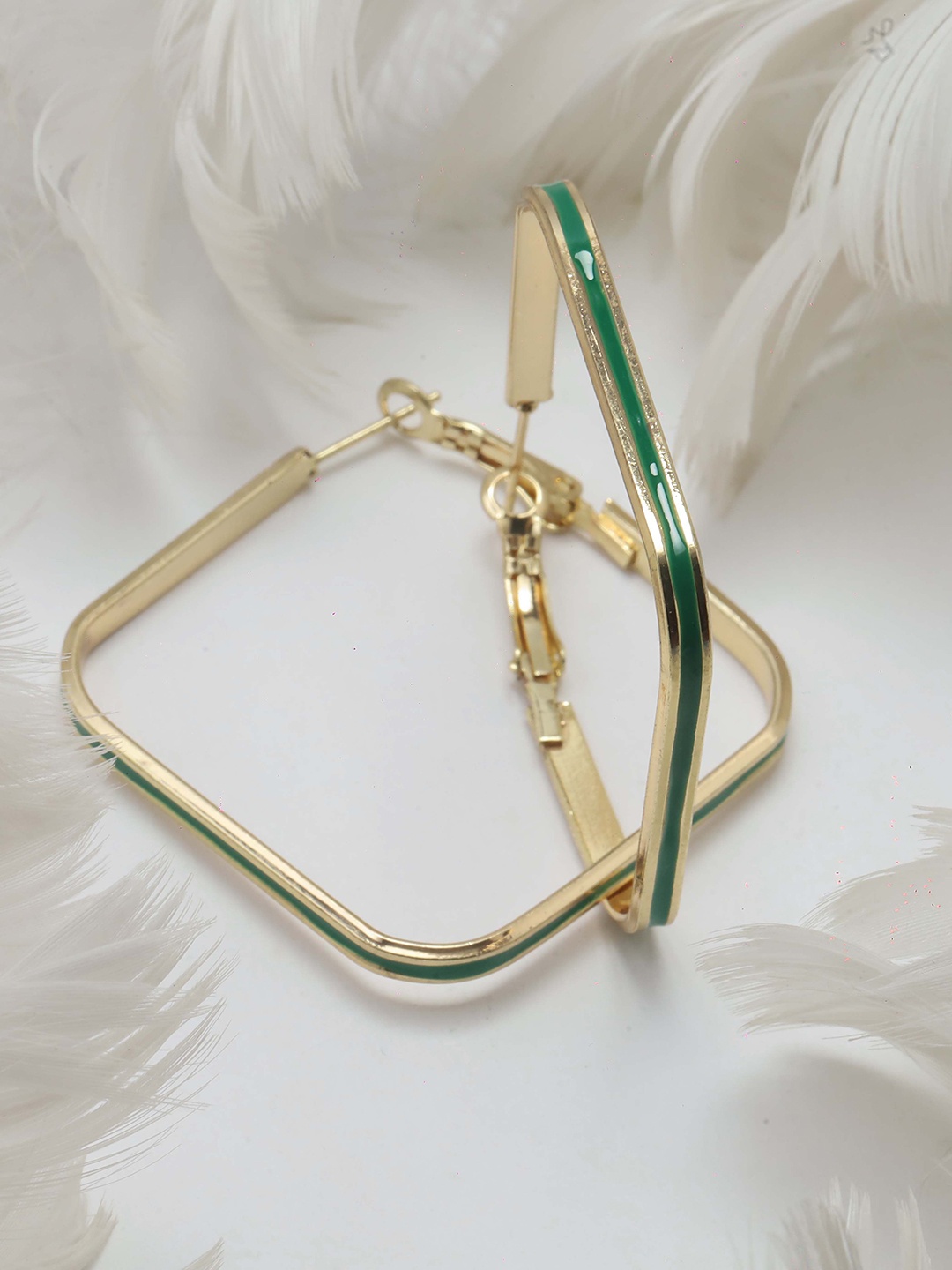 

Maansh Contemporary Hoop Earrings, Green