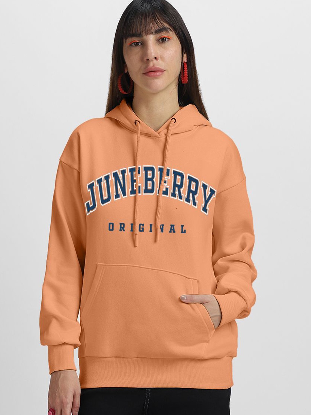 

JUNEBERRY Women Hooded Pullover Sweatshirt, Orange