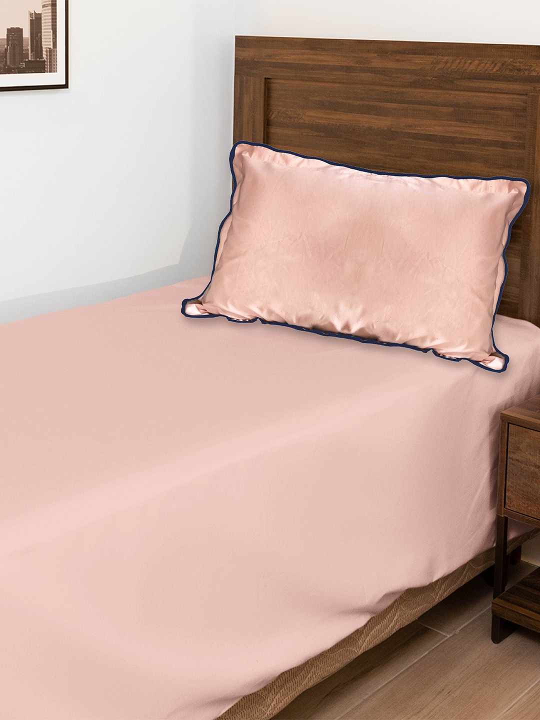 

10club Peach-Coloured Pure Cotton Single Bedsheet with 2 Pillow Covers 1.50 m x 2.20 m