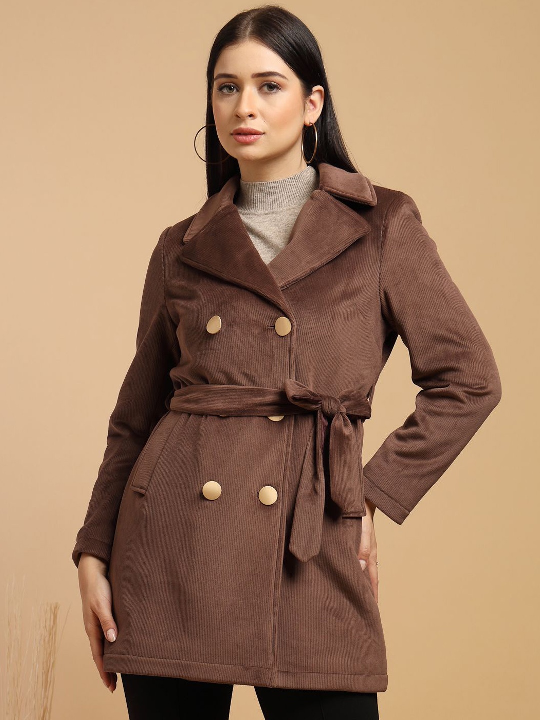 

Gipsy Women Double-Breasted Overcoat, Brown