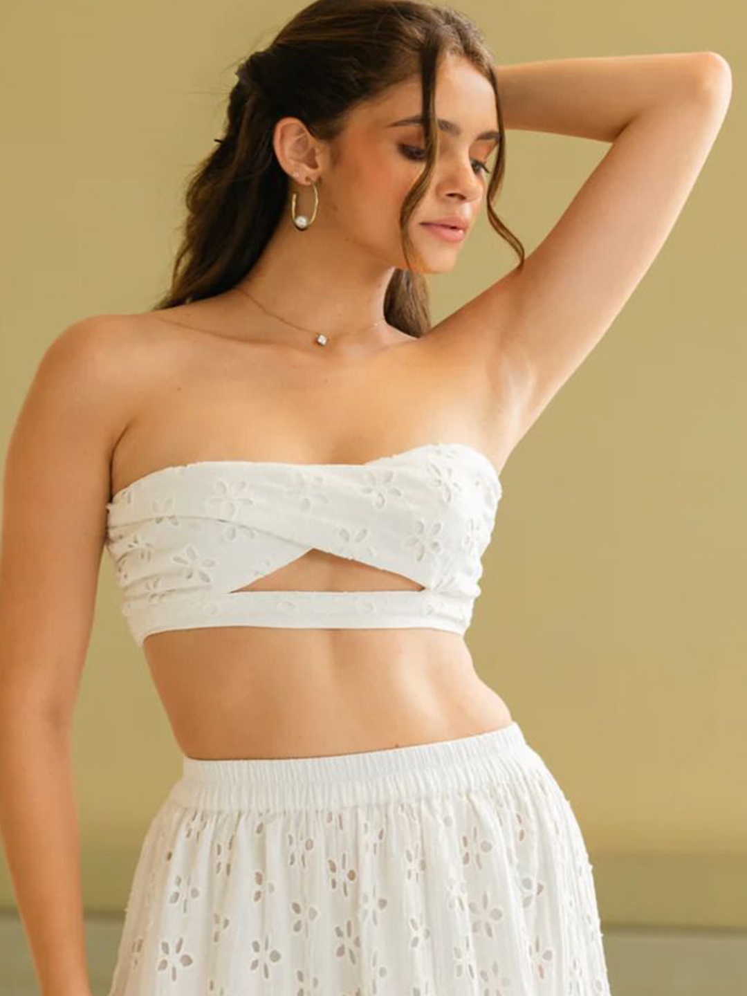 

Dressy Daiquiri Women Self Design Pure Cotton Co-Ords, White