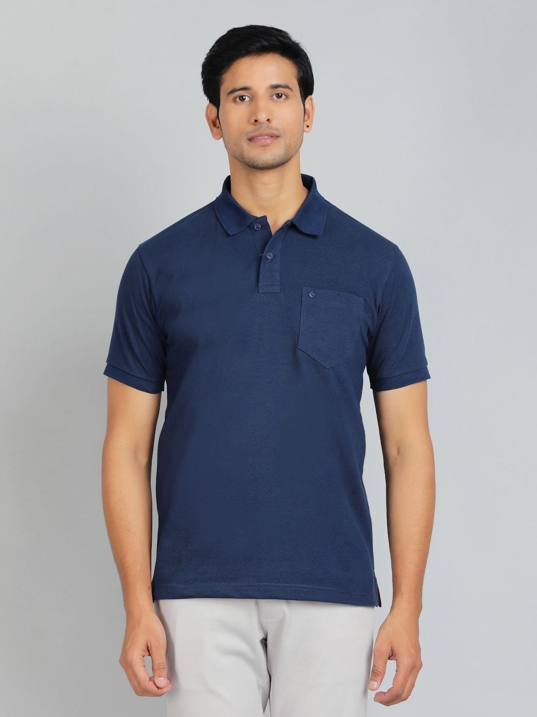 

Greenfibre Men Polo Collar T-shirt, Navy blue