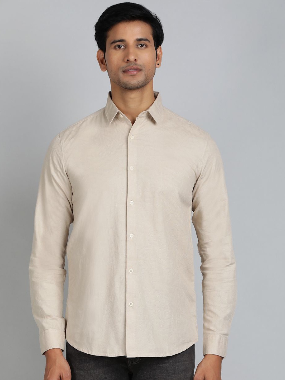 

JADE BLUE Men Slim Fit Opaque Casual Shirt, Beige