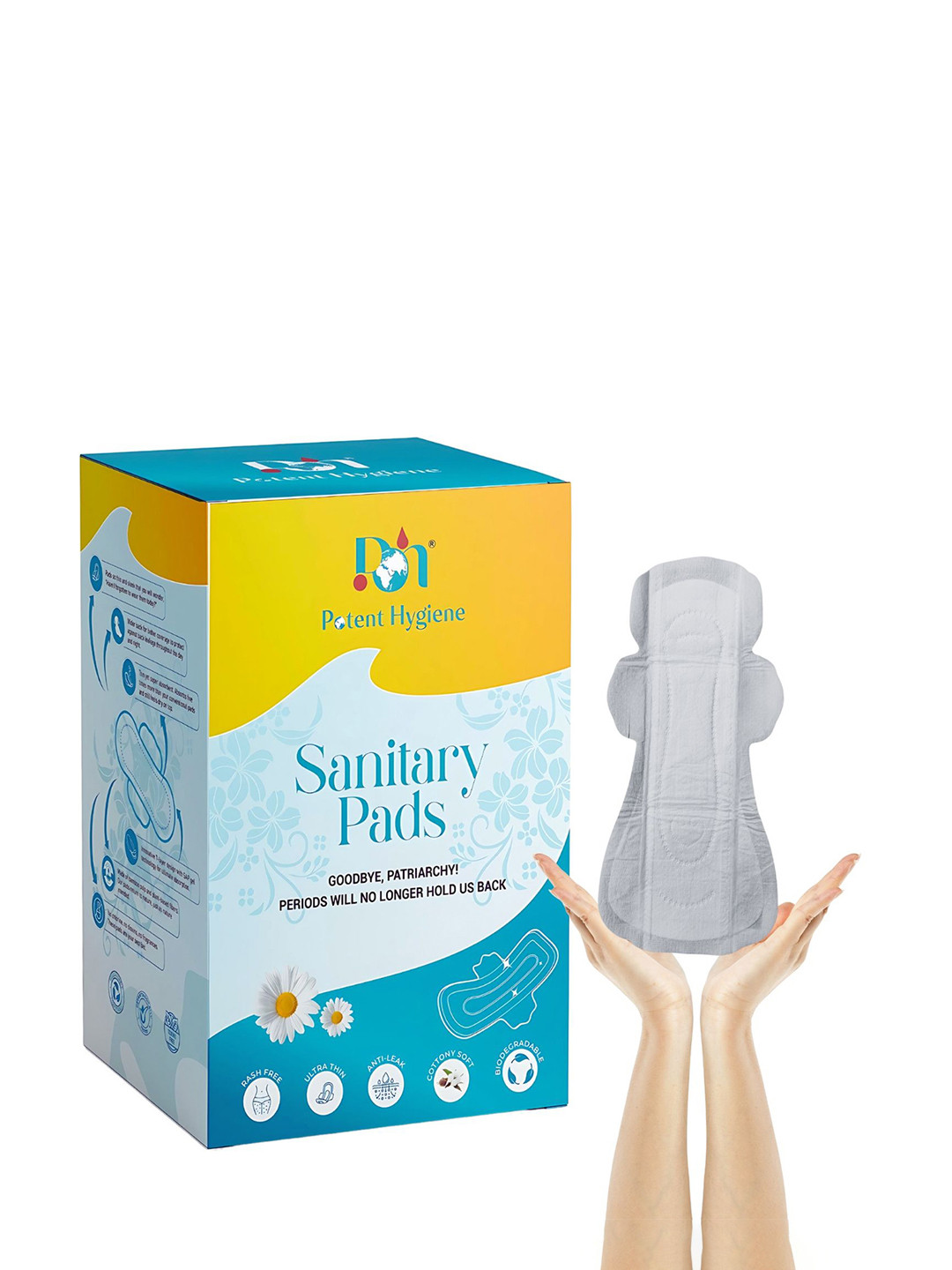 

Potent Hygiene 100% Organic Soft Sanitary Pads With Disposable Covers - 20 Pcs, White
