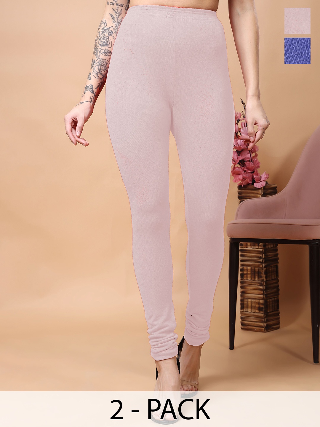 

KEX Woolen Churidar-Length Leggings, Blue