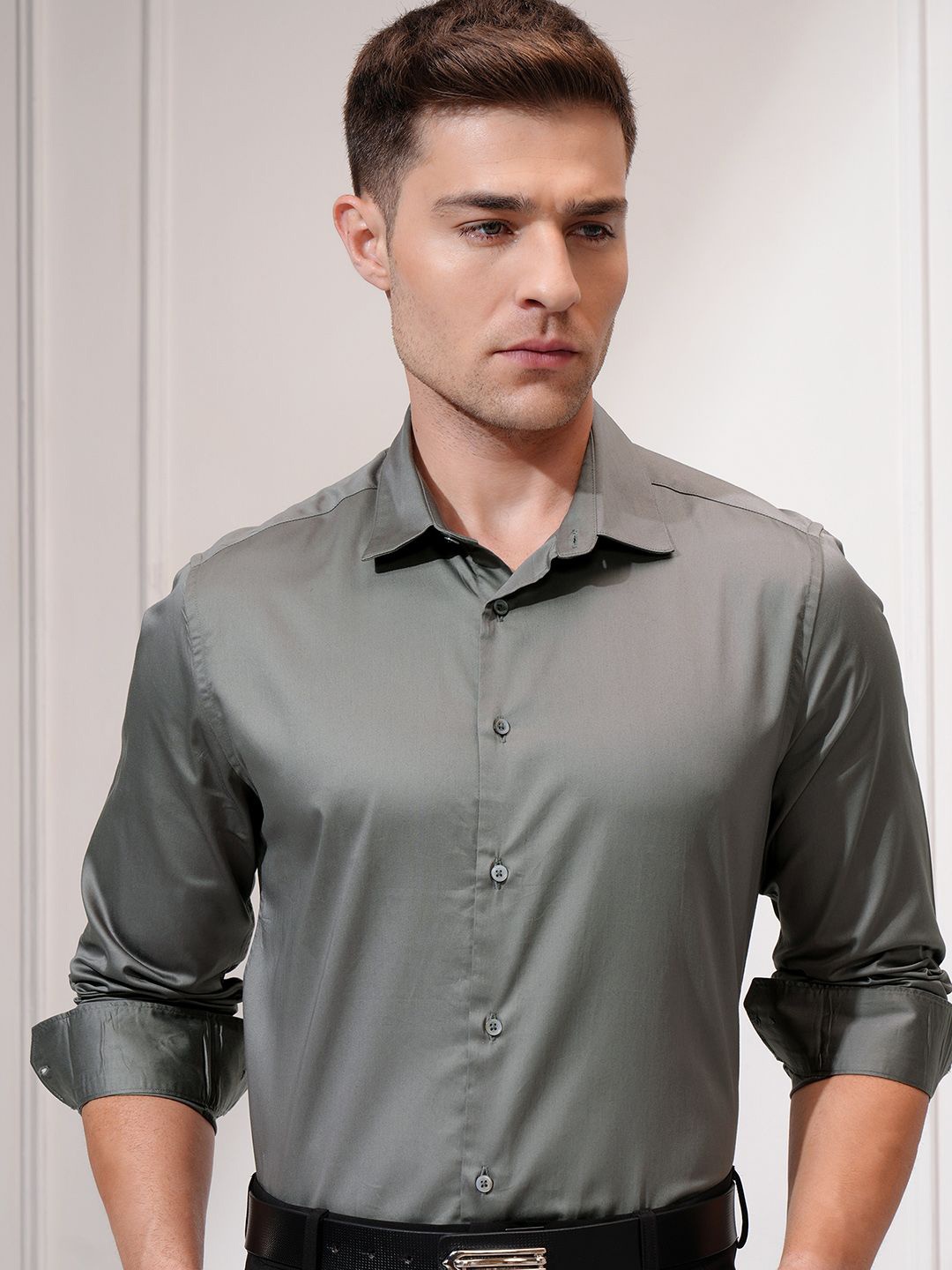 

LOCOMOTIVE Men Slim Fit Casual Shirt, Grey