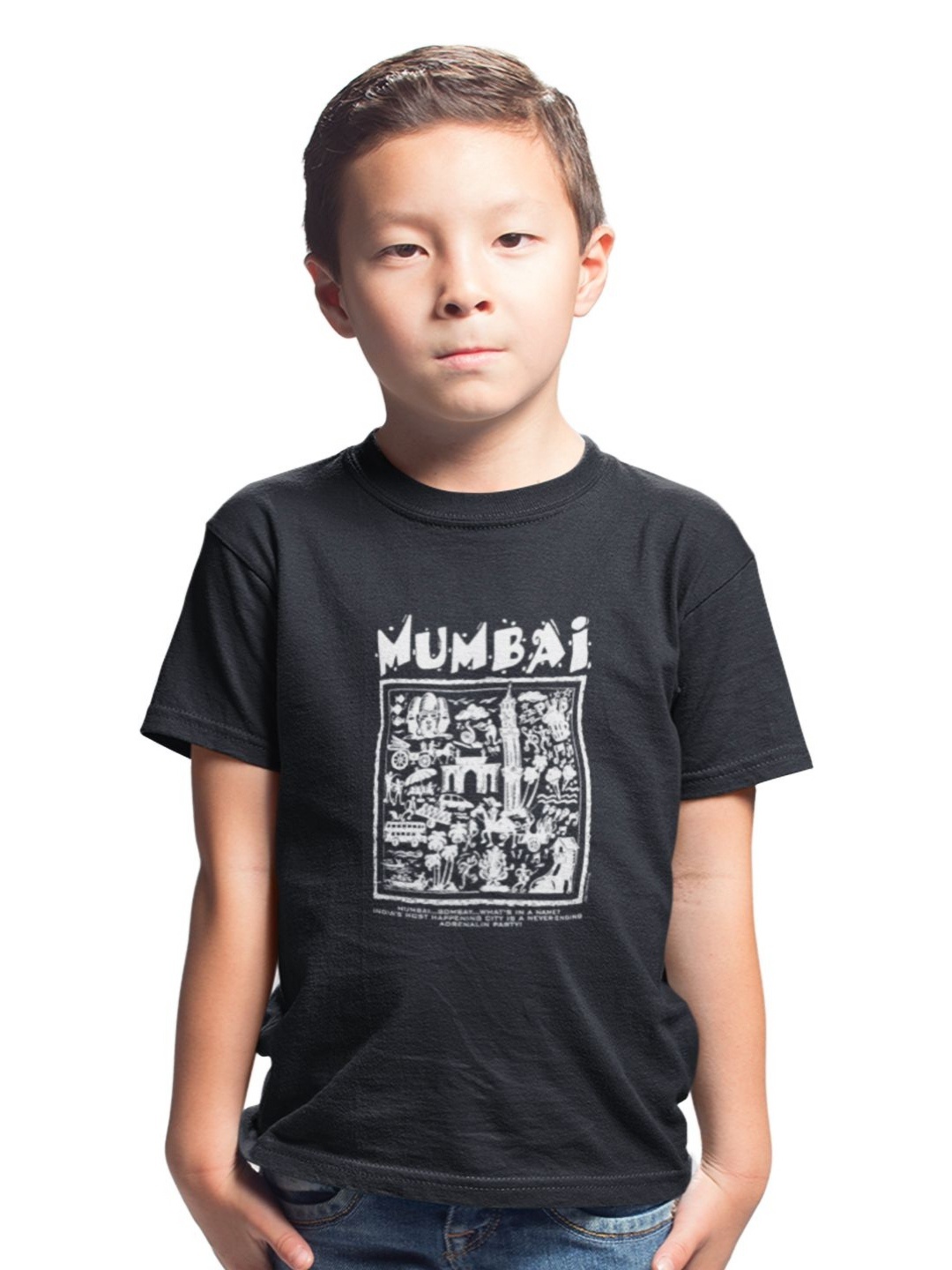 

Tantra Kids Typography Printed Pockets T-shirt, Black