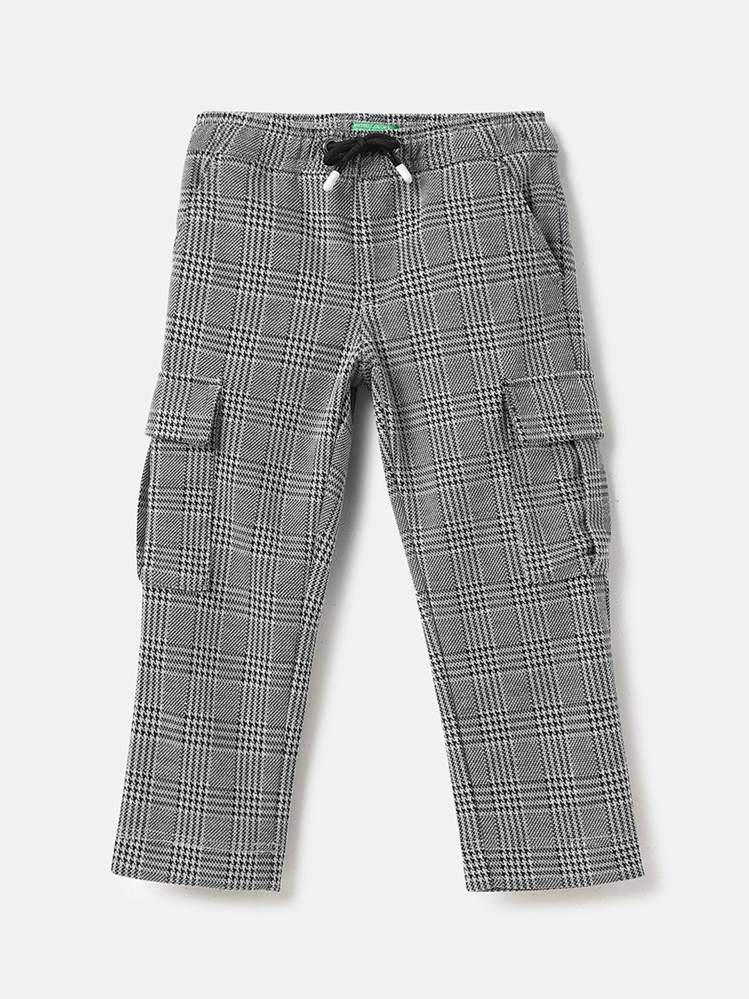 

United Colors of Benetton Boys Checked Trousers, Grey