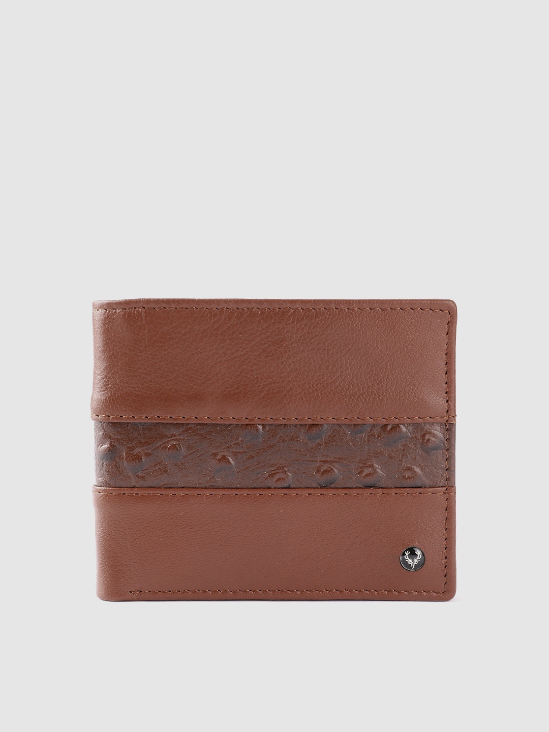 

Allen Solly Men Animal Textured Leather Two Fold Wallet, Tan