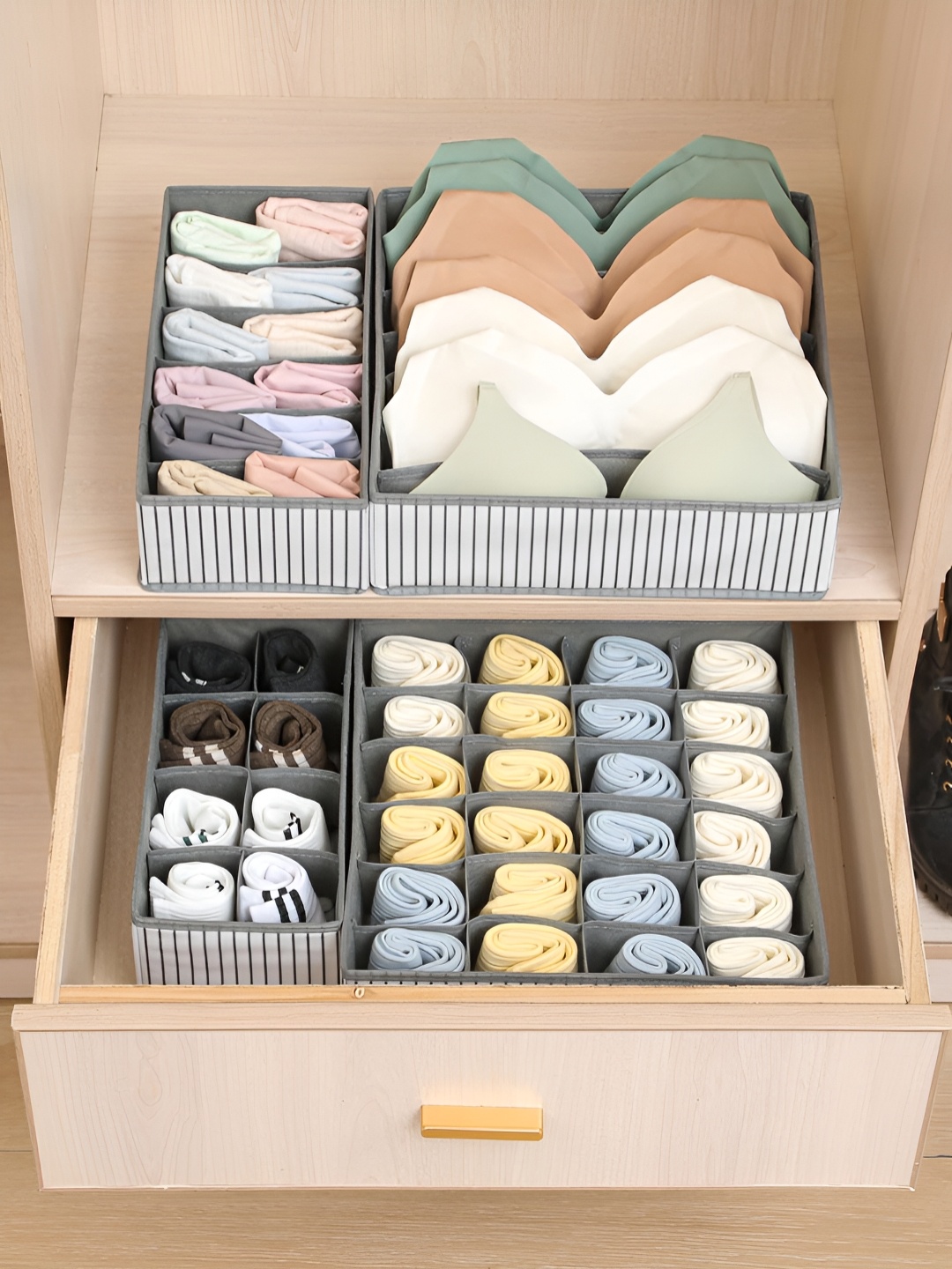 

HOUSE OF QUIRK Grey Set of 4 Regular Drawer Organiser Organisers