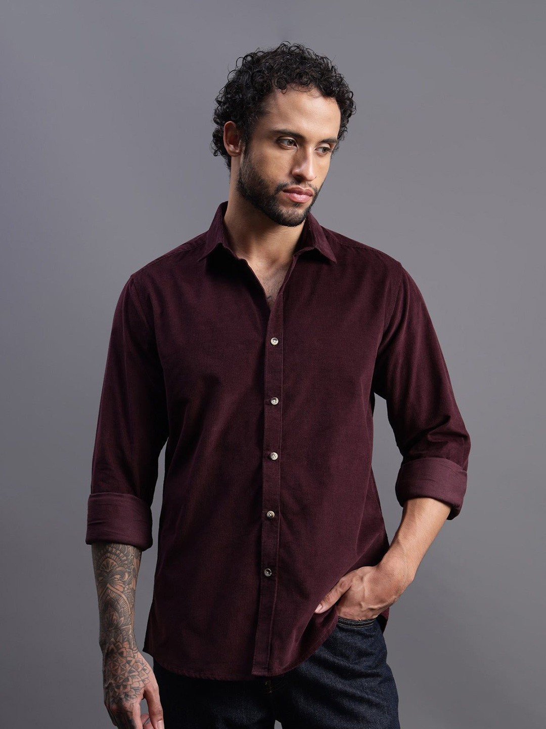 

Beyours Men Classic Opaque Casual Shirt, Red