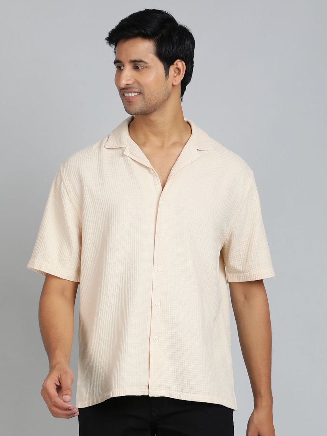 

JADE BLUE Men Slim Fit Opaque Casual Shirt, Cream
