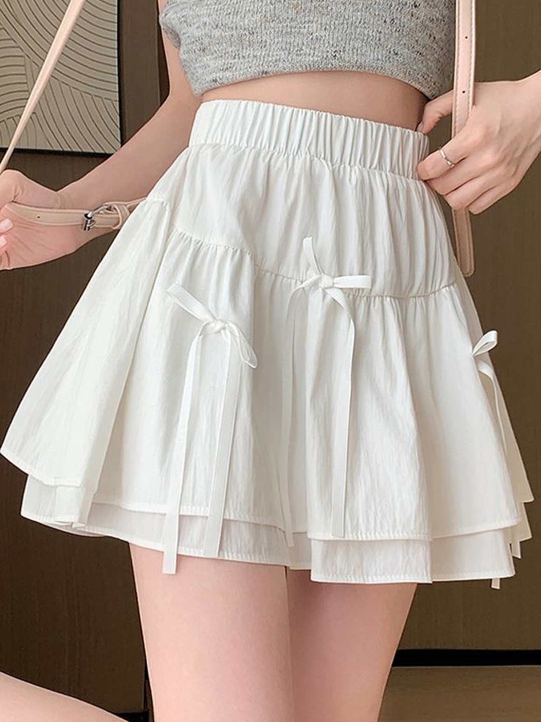 

LULU & SKY Women Self Design A-Line mini Skirts, White