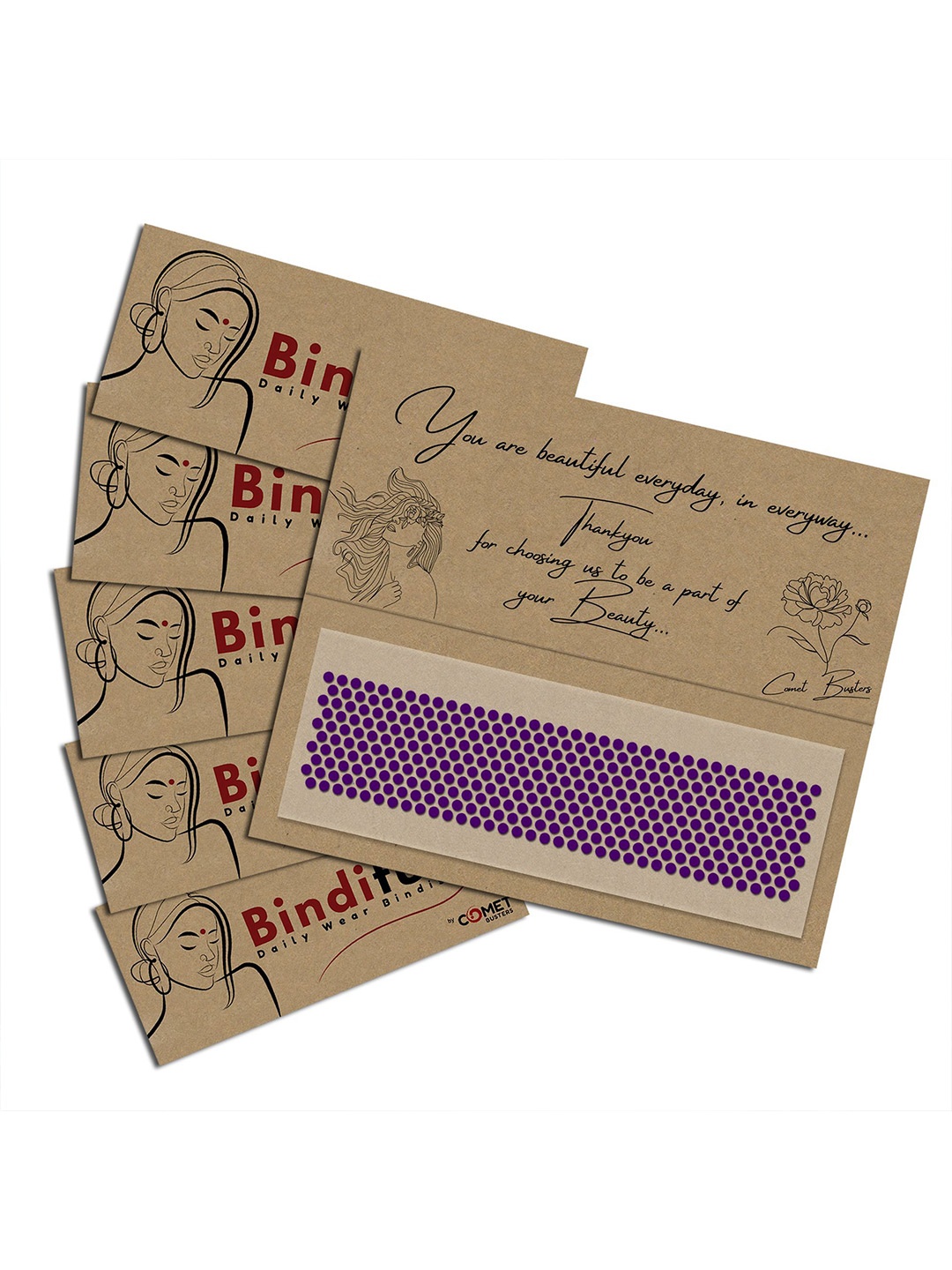 

Comet Busters Bindiful Set Of 5 Traditional Bindis - Purple