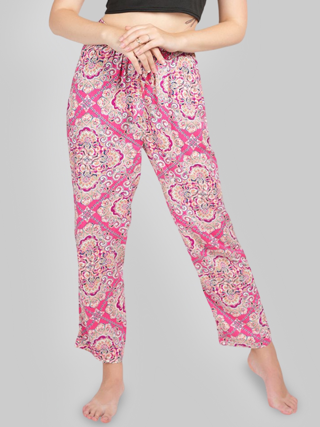 

Style Shoes Women Printed Mid-Rise Lounge Pants, Pink