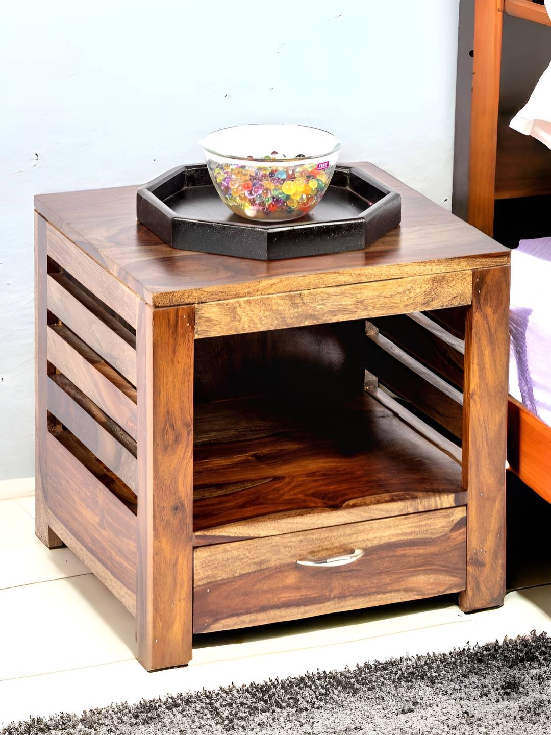 

Ikiriya Beige Wood Contemporary Bedside Table
