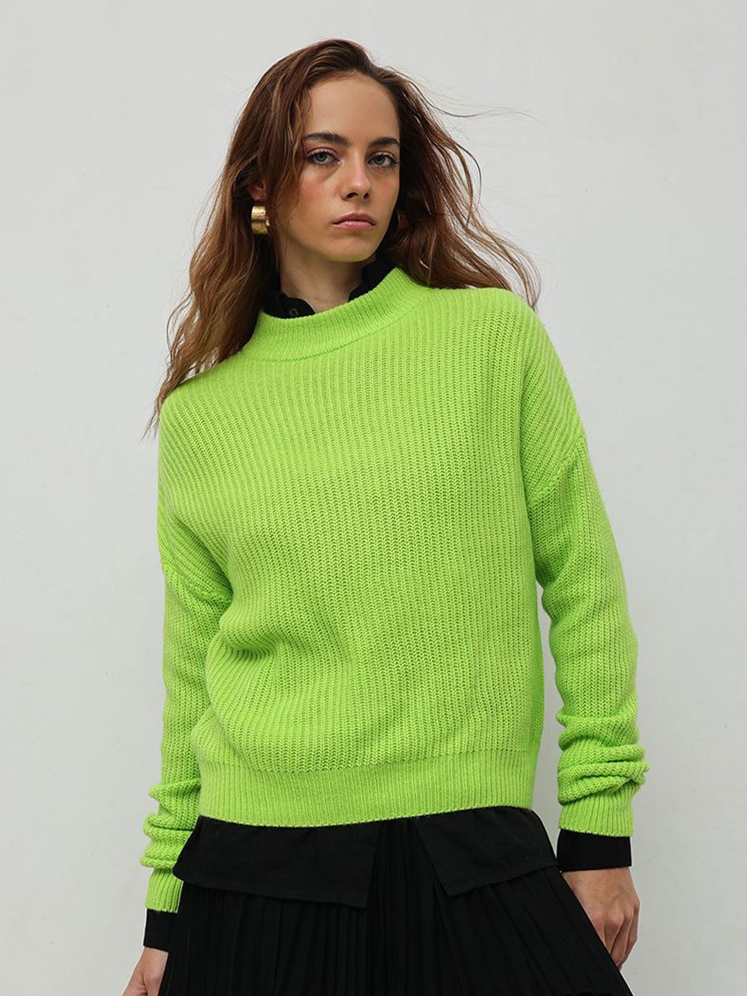 

STREET 9 Women Striped Pullover, Lime green