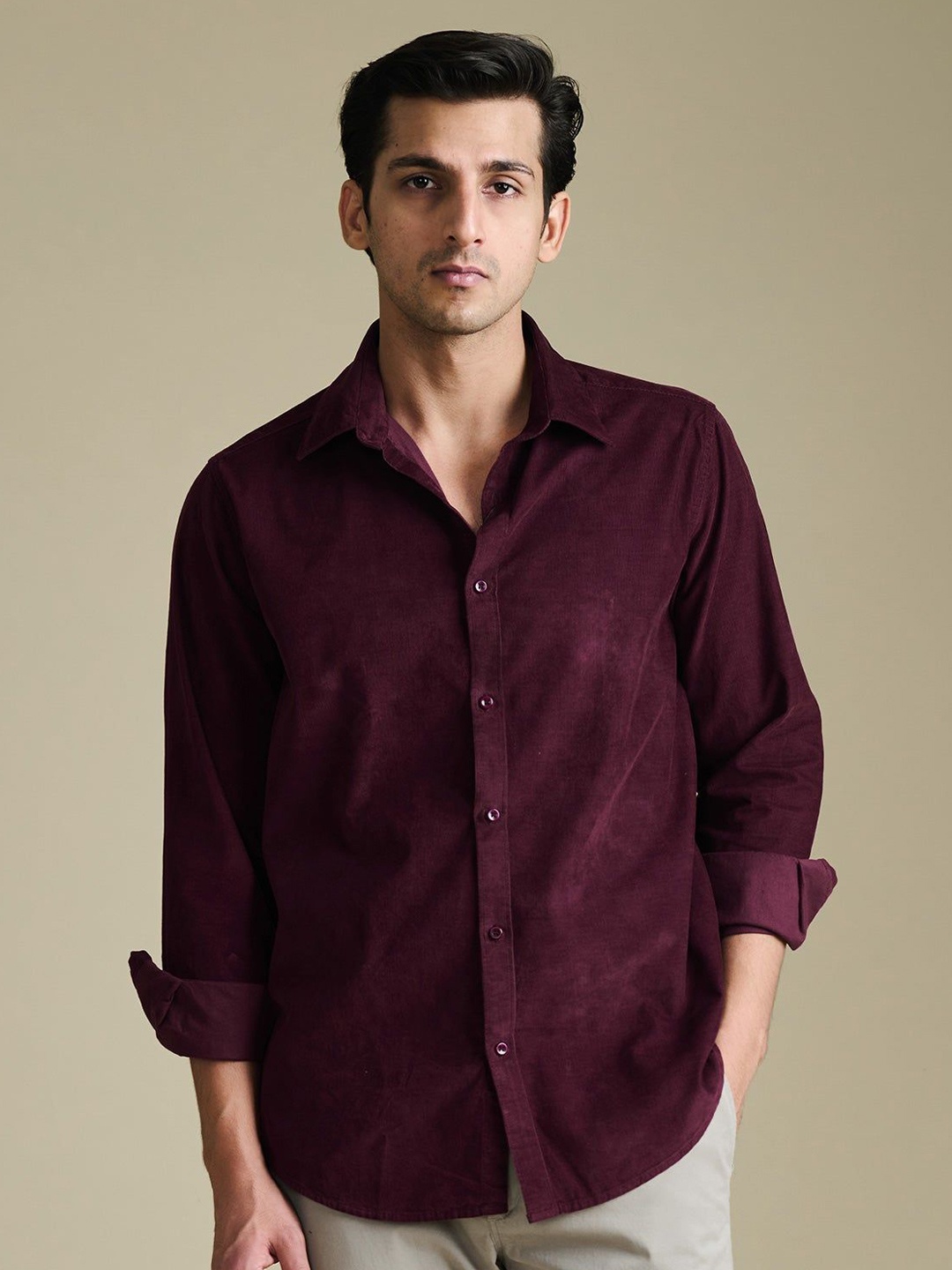 

Beyours Men Classic Opaque Casual Shirt, Maroon