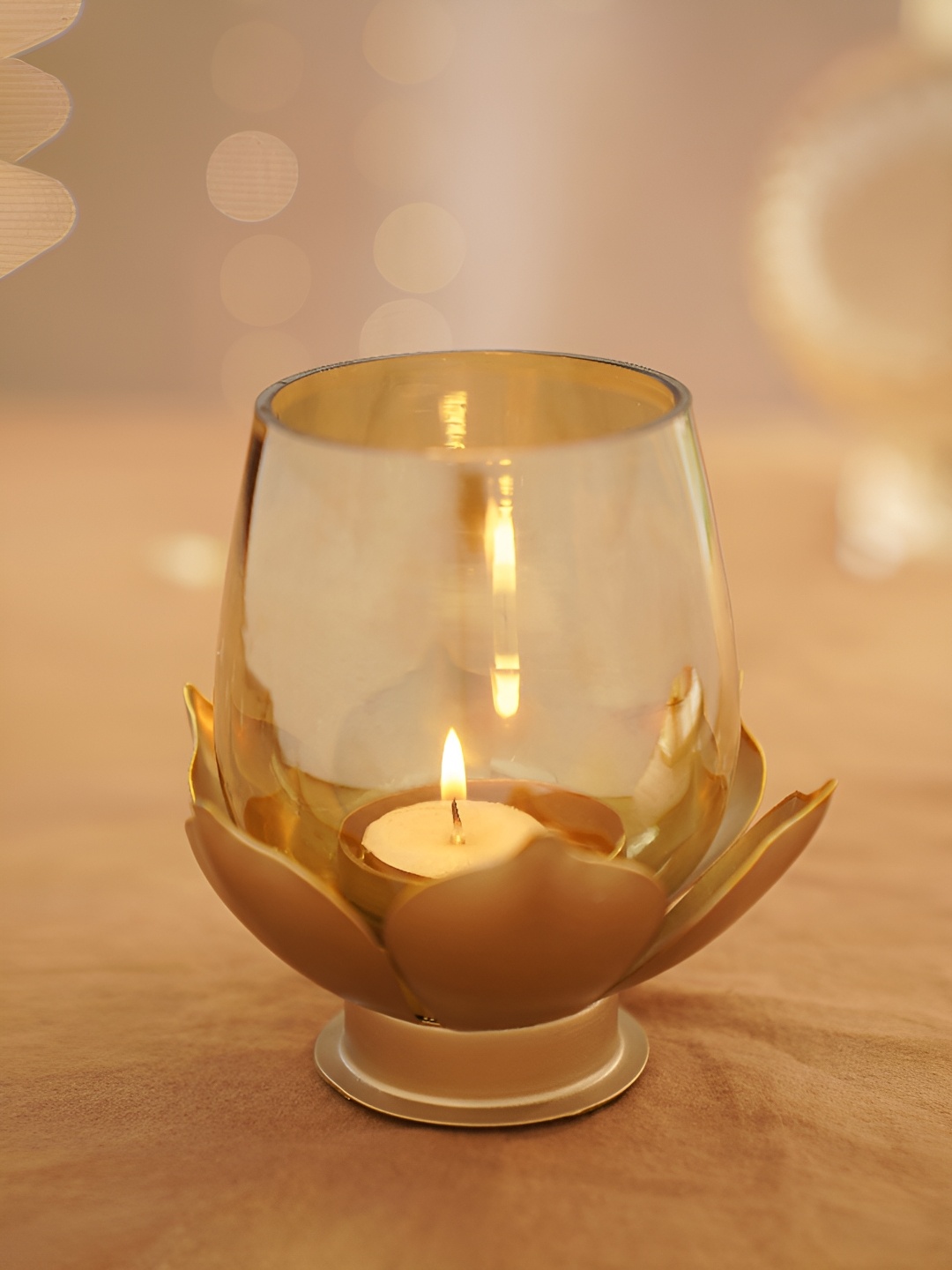 

JAYPORE Green & Transparent Candle Holder