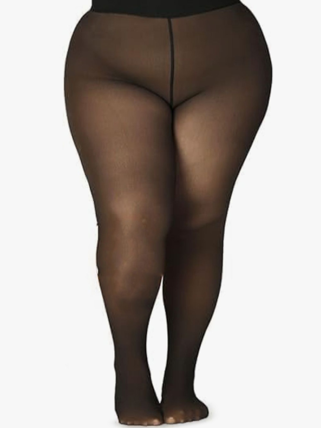 

HOT BEES Women Dual Tone Semi Sheer Winter Fleece Stockings, Black
