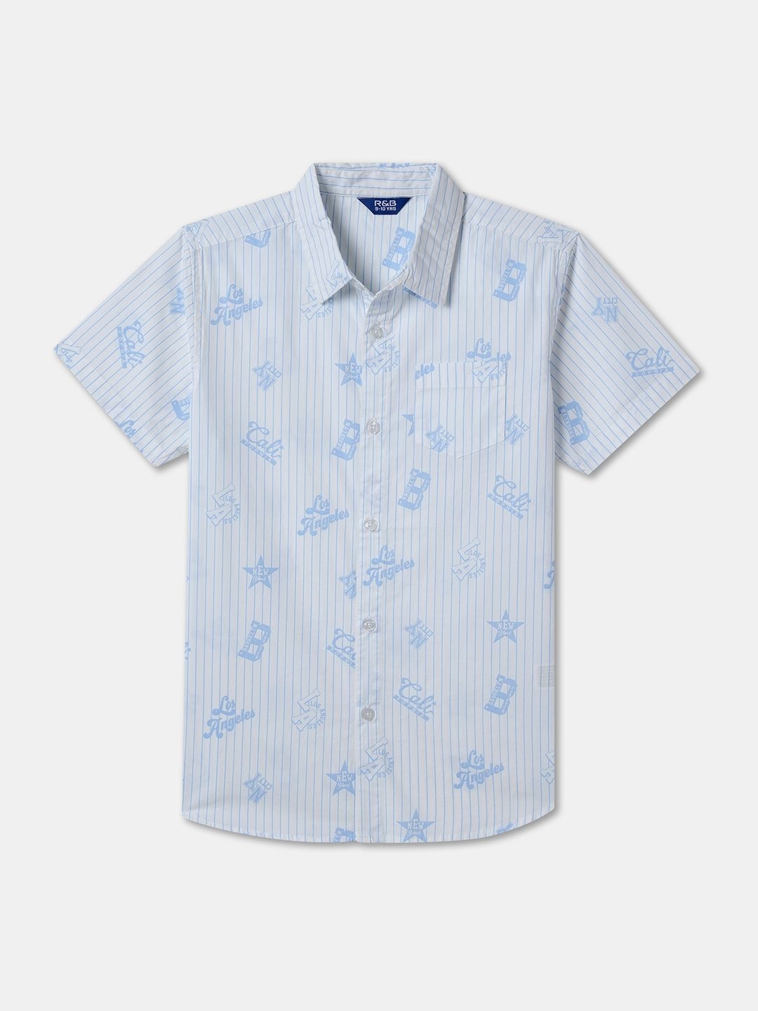 

R&B Boys Opaque Printed Casual Shirt, White