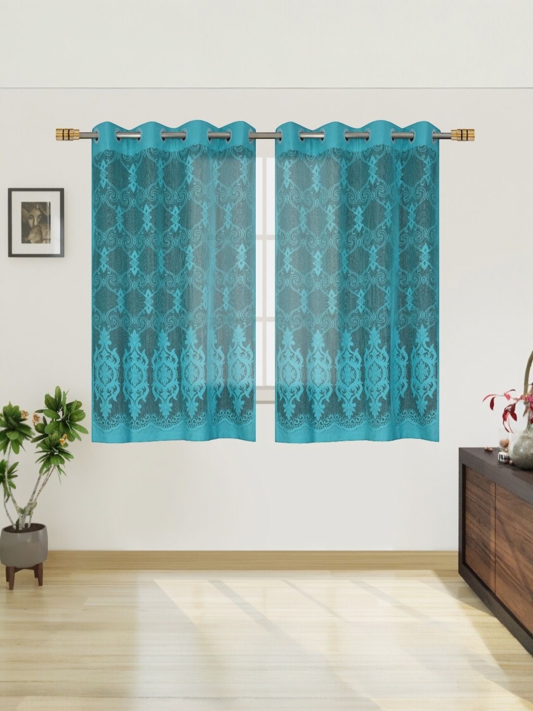 

BIGGER FISH Blue Set of 2 Sheer Window Curtain