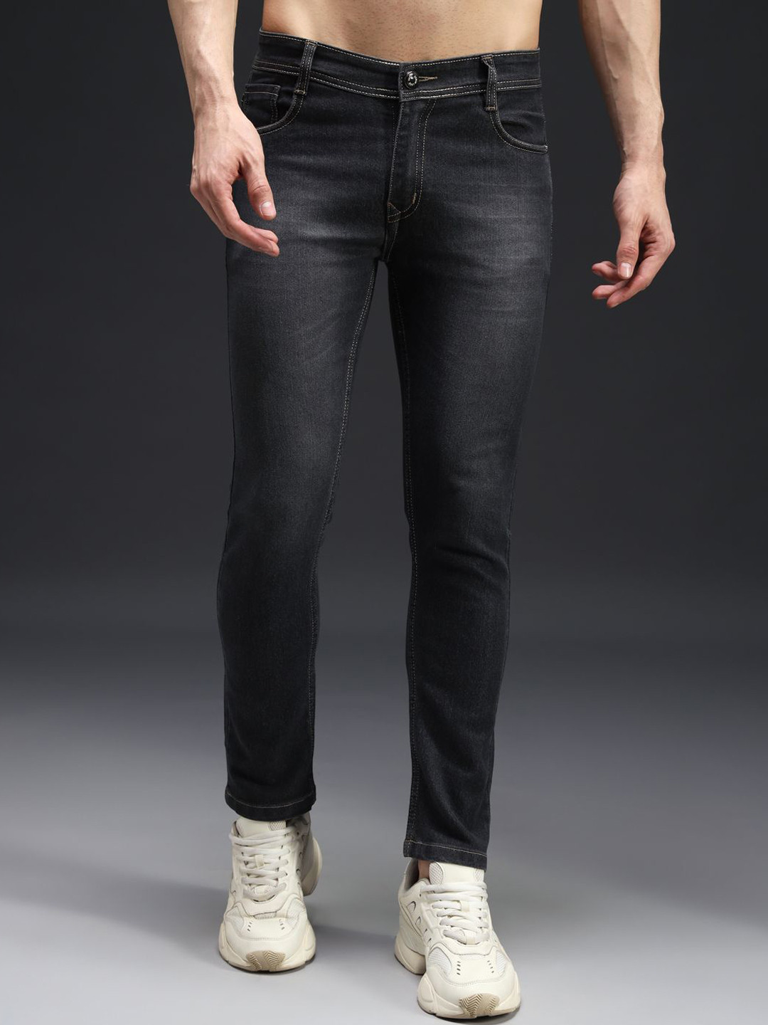 

DENIMLOOK Men Slim Fit Light Fade Jeans, Grey