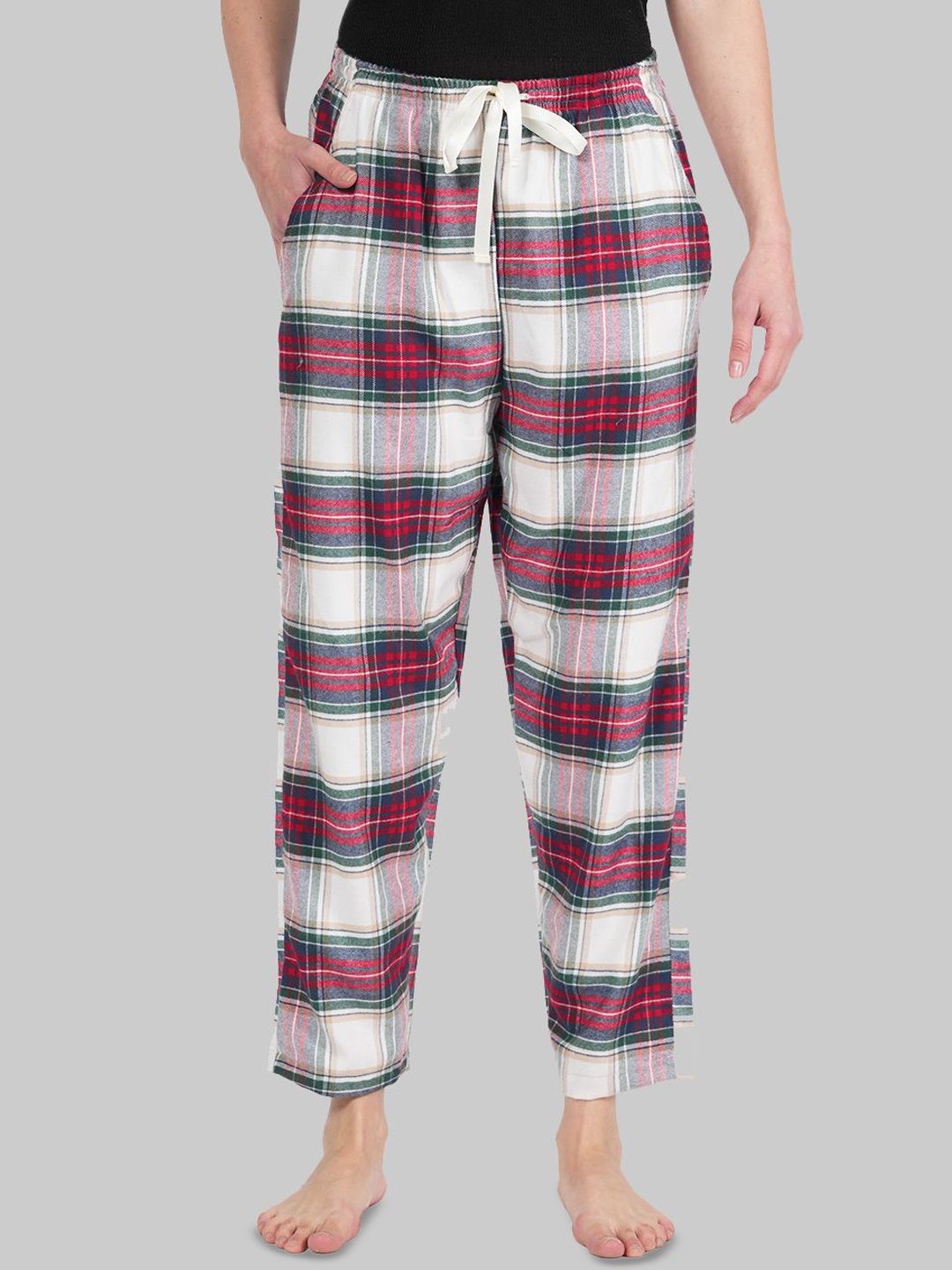 

Style Shoes Women Checked Straight Lounge Pants, Red