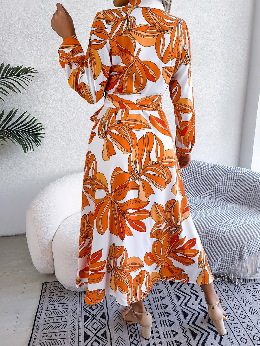

all about you Tropical Print Maxi Midi Dress, Orange