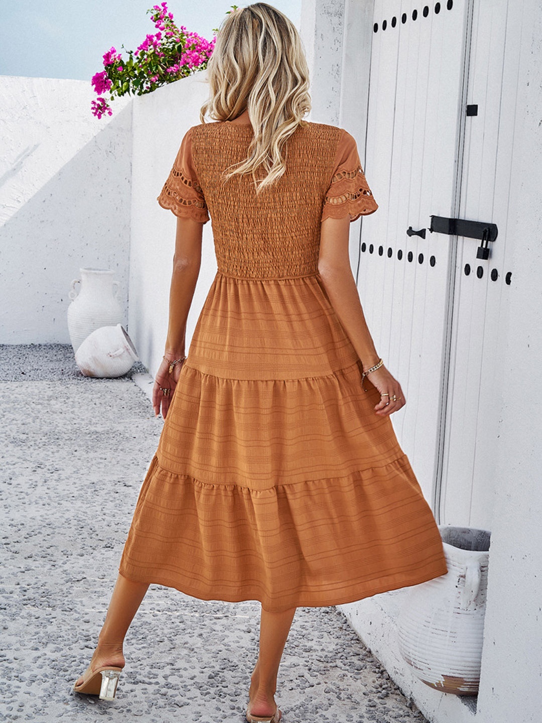 

Mast & Harbour Self Design Fit & Flare Midi Dress, Brown