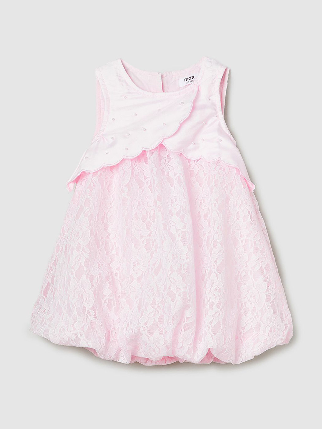 

max Girls Self Design Sleeveless A-Line Dress, Pink