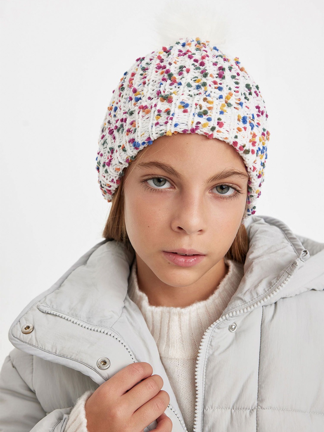 

DeFacto Girls Printed Beanie, White