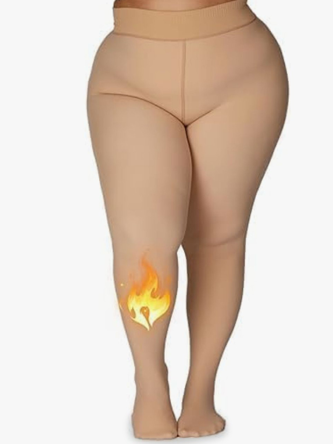 

HOT BEES Women plus size Fleece Winter Dual Tone Fur Pantyhose Stockings, Nude