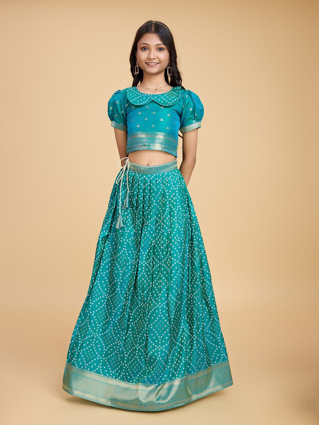 

Tasarika Girls Ready to Wear Lehenga &, Green