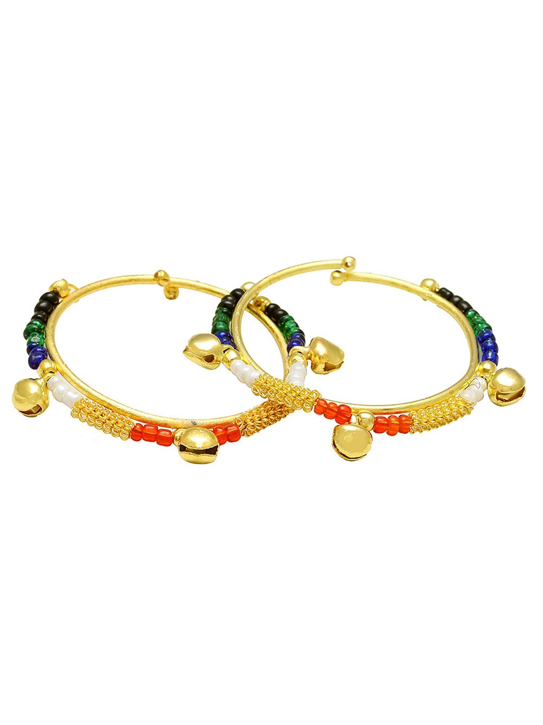 

MEMOIR Unisex Kids 2 Brass Antique Gold-Plated Kada Bracelet