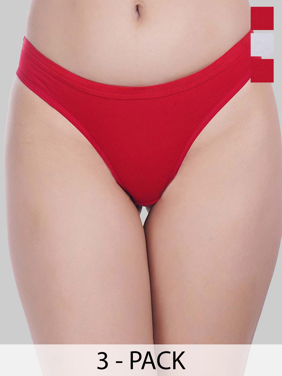 

YOU FOREVER Women Pack Of 3 Thongs Briefs, Red