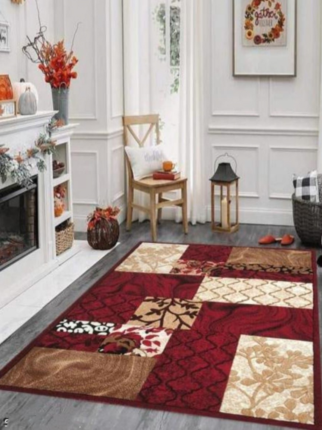 

Samjeeda Handloom carpets Black Geometric Anti-Skid Polyester Carpet
